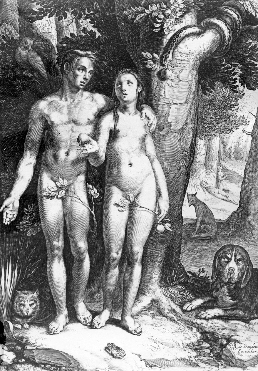 Kuszenie człowieka, ryt. Jan Saenredam, ok. 1605 autorstwa Cornelis Cornelisz van Haarlem