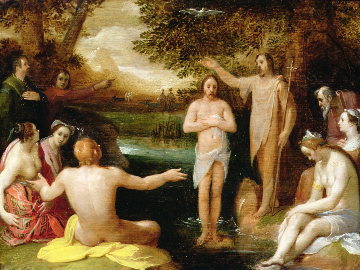 Chrzest Chrystusa (olej) autorstwa Cornelis Cornelisz. van Haarlem