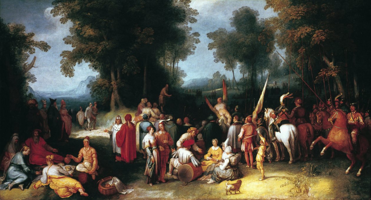Kazanie św. Jana Chrzciciela, 1602 autorstwa Cornelis Cornelisz van Haarlem