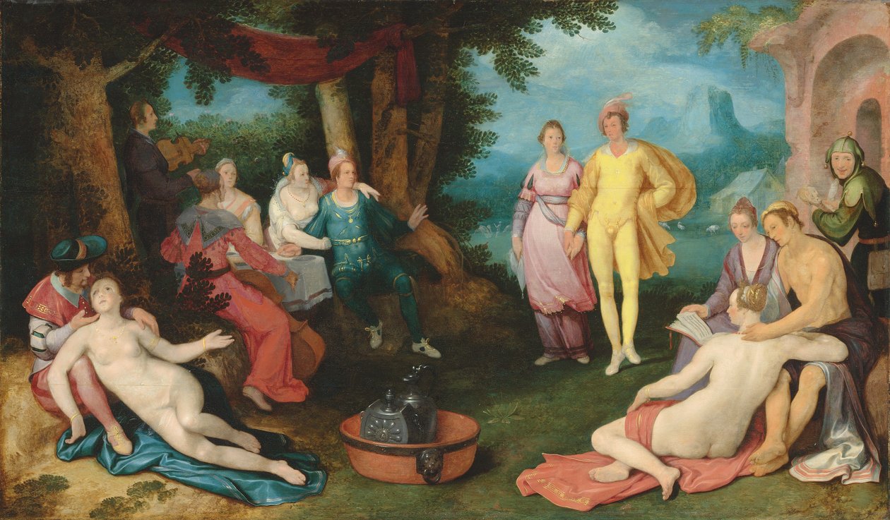 Syn marnotrawny wśród nierządnic (olej na płótnie) autorstwa Cornelis Cornelisz. van Haarlem