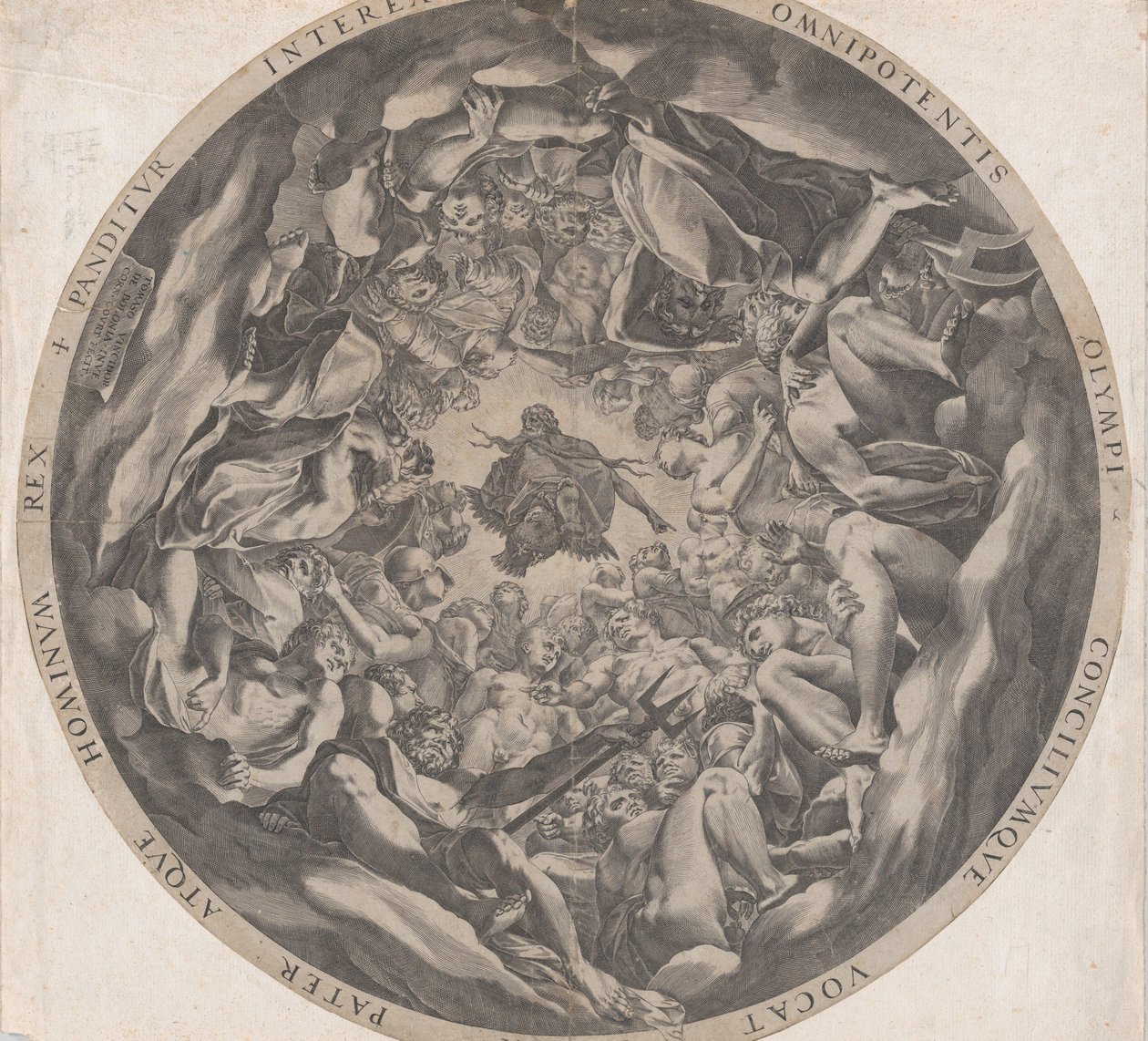 Concourse of the Gods na górze Olimp, 1565. autorstwa Cornelis Cort