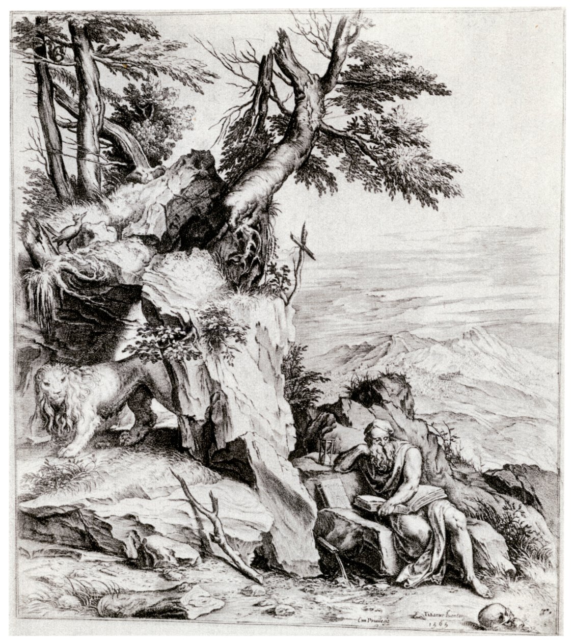 Pejzaż ze św. Hieronima, XVI wiek, 1937 autorstwa Cornelis Cort