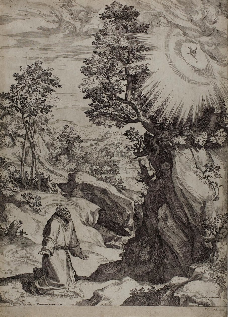 Święty Franciszek Penitent w wielkim krajobrazie autorstwa Cornelis Cort