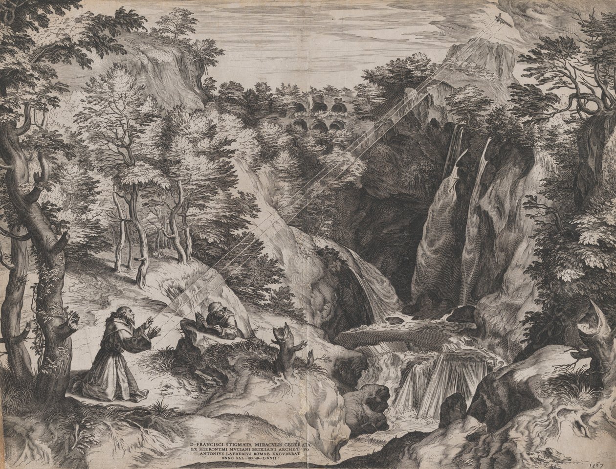 Św. Franciszek otrzymuje stygmaty, 1567. autorstwa Cornelis Cort