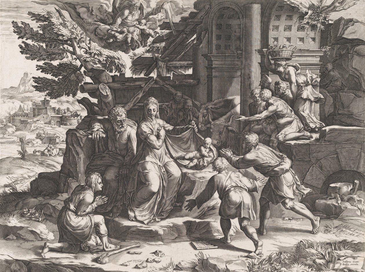 Adoracja pasterzy, 1569. autorstwa Cornelis Cort