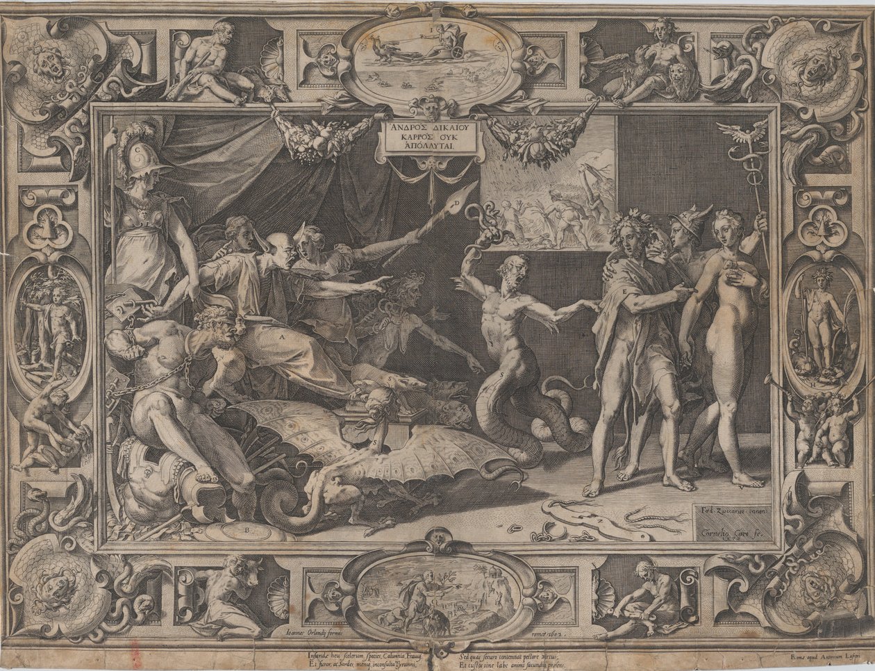 Kalumnia Apellesa, 1602. autorstwa Cornelis Cort