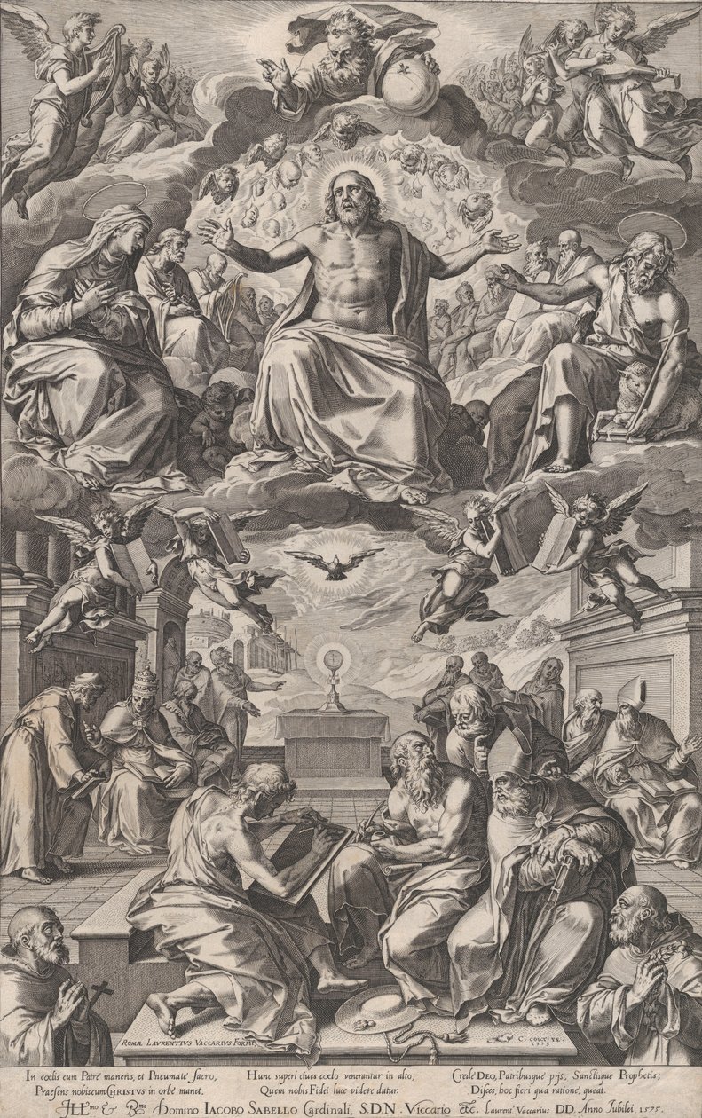 Spór Ojców Kościoła o Najświętszy Sakrament, 1575. autorstwa Cornelis Cort