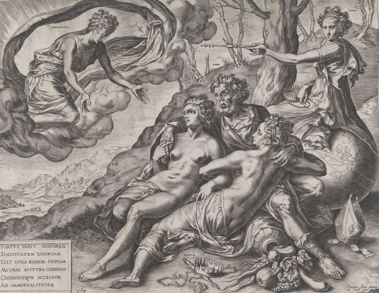 Nieśmiertelne nagrody cnoty, 1564. autorstwa Cornelis Cort