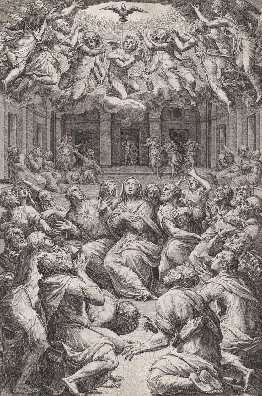 Pięćdziesiątnica, 1574. autorstwa Cornelis Cort