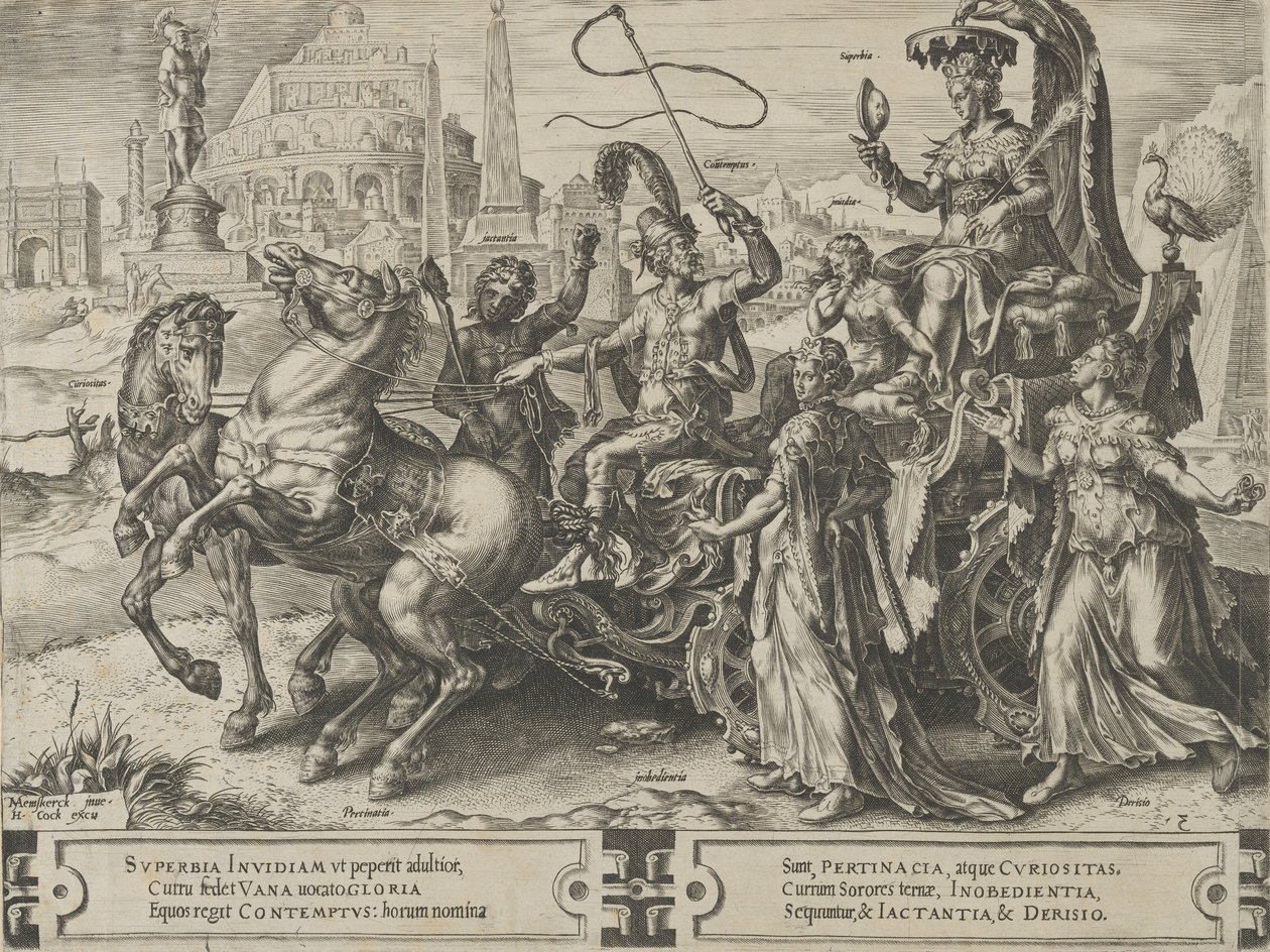 Triumf dumy, z Cyklu perypetii ludzkich spraw, tablica 3, 1564. autorstwa Cornelis Cort