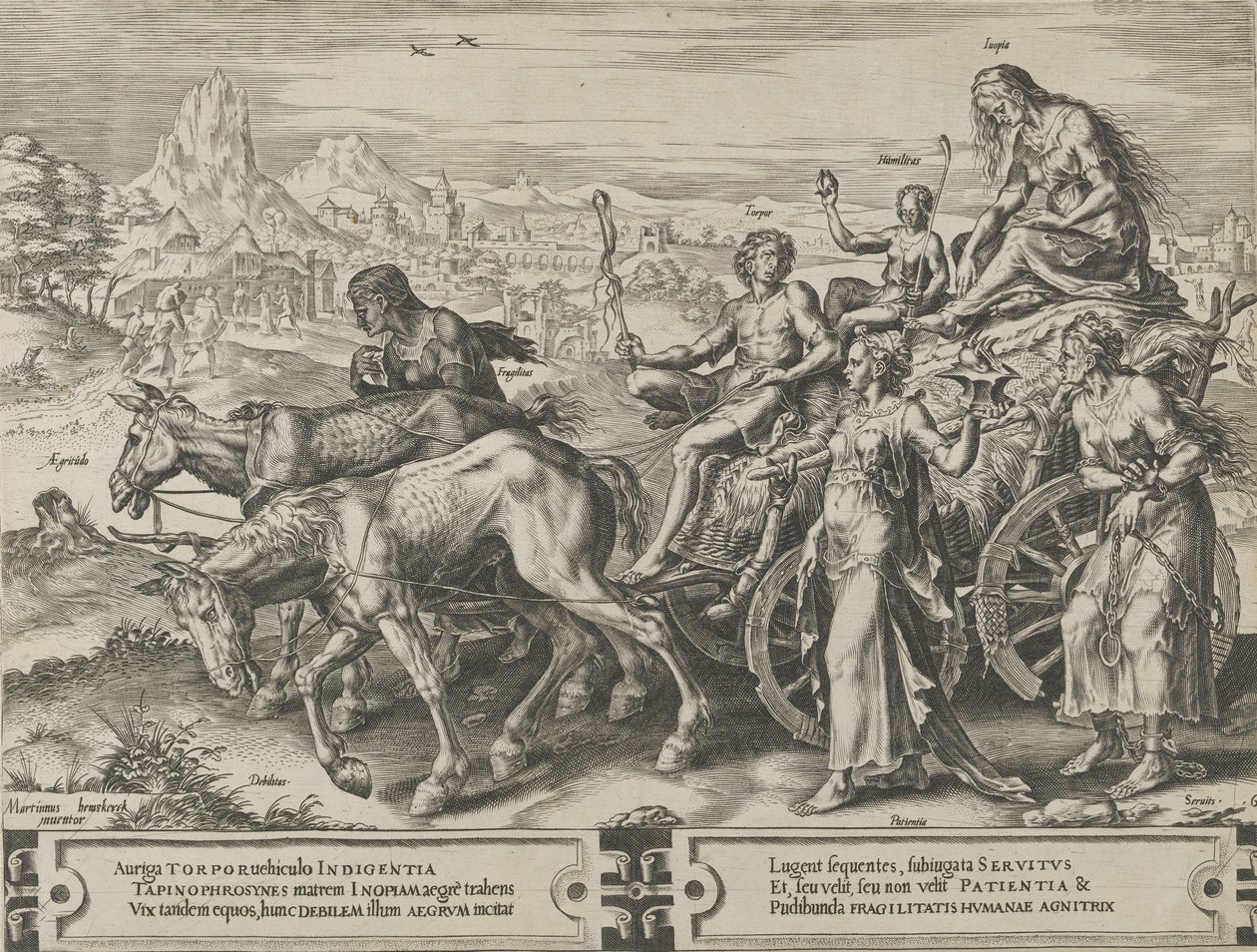 Triumf niedostatku, z Cyklu perypetii ludzkich spraw, tablica 6, 1564. autorstwa Cornelis Cort