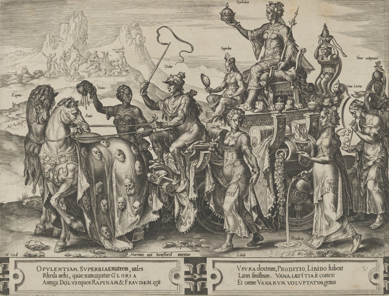 Triumf bogactw, z Cyklu perypetii ludzkich, tablica 2, 1564. autorstwa Cornelis Cort