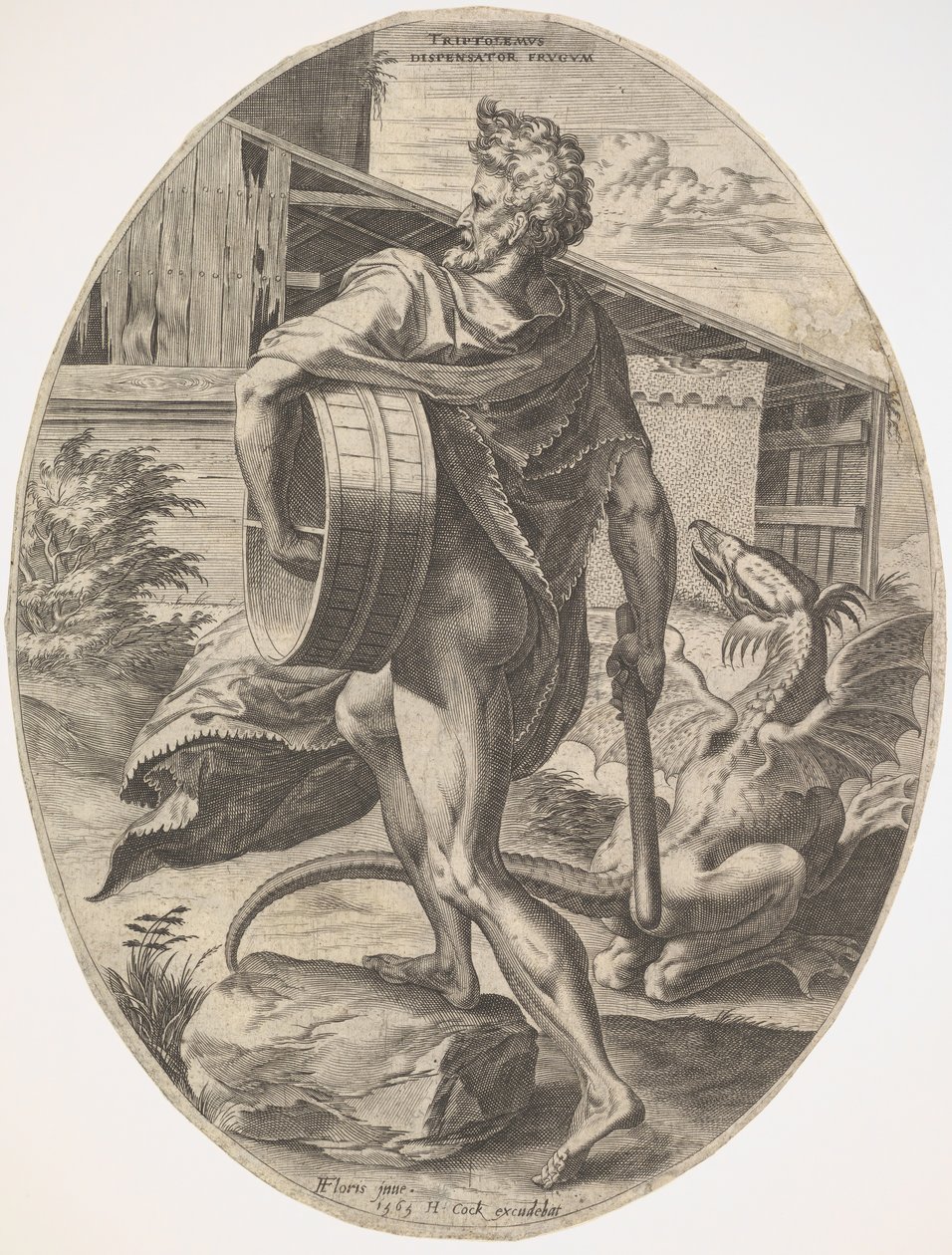Triptolemus z Wiejskich bogów, 1565. autorstwa Cornelis Cort