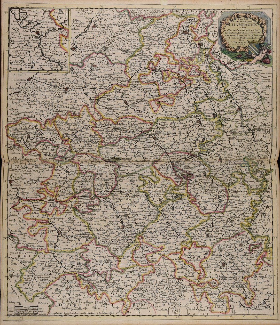 Hrabstwo i rząd Szampania: gdzie są prawdziwe Szampania, Brie, Remois, Retelois, Senonois, Pertois, Bassigny i wieś i podzielone na kilka wyborów. autorstwa Cornelis Danckerts