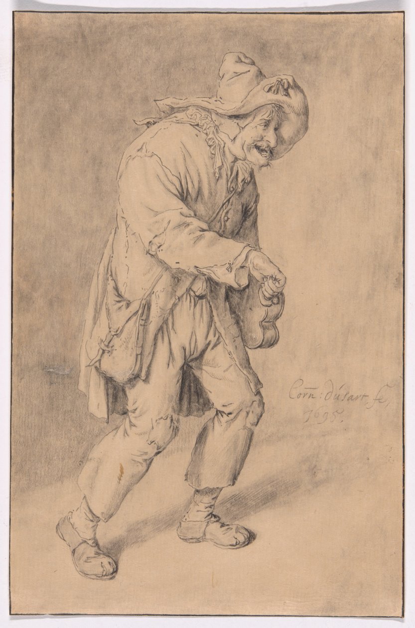 Gracz liry korbowej autorstwa Cornelis Dusart
