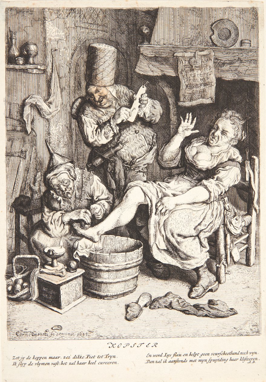 Kobieta leczona bańkami autorstwa Cornelis Dusart