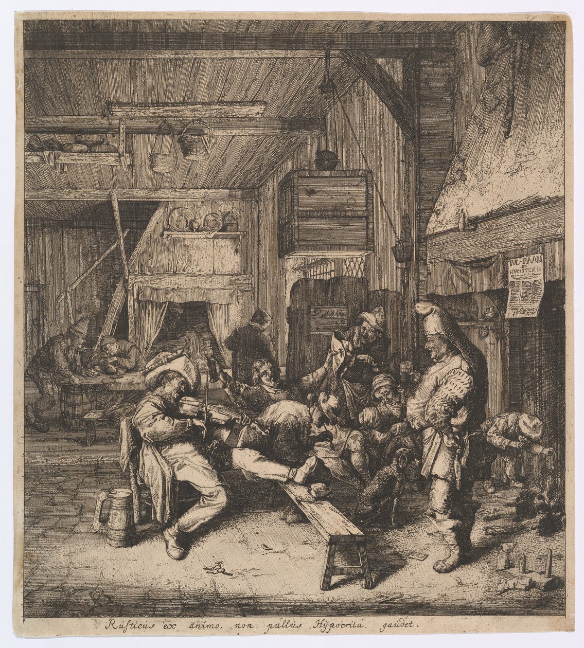 Skrzypek siedzący w gospodzie, 1685. autorstwa Cornelis Dusart