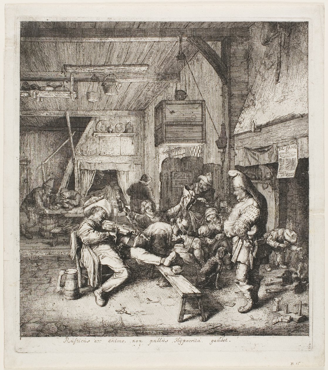 Skrzypek siedzący w karczmie autorstwa Cornelis Dusart
