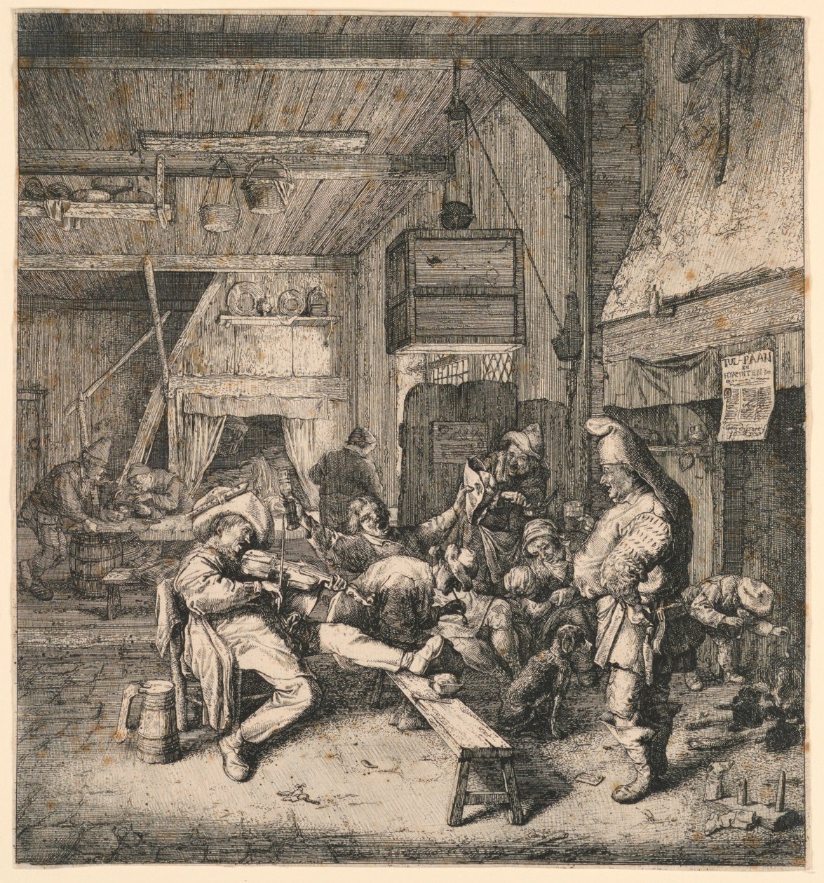 Skrzypek siedzący w karczmie autorstwa Cornelis Dusart