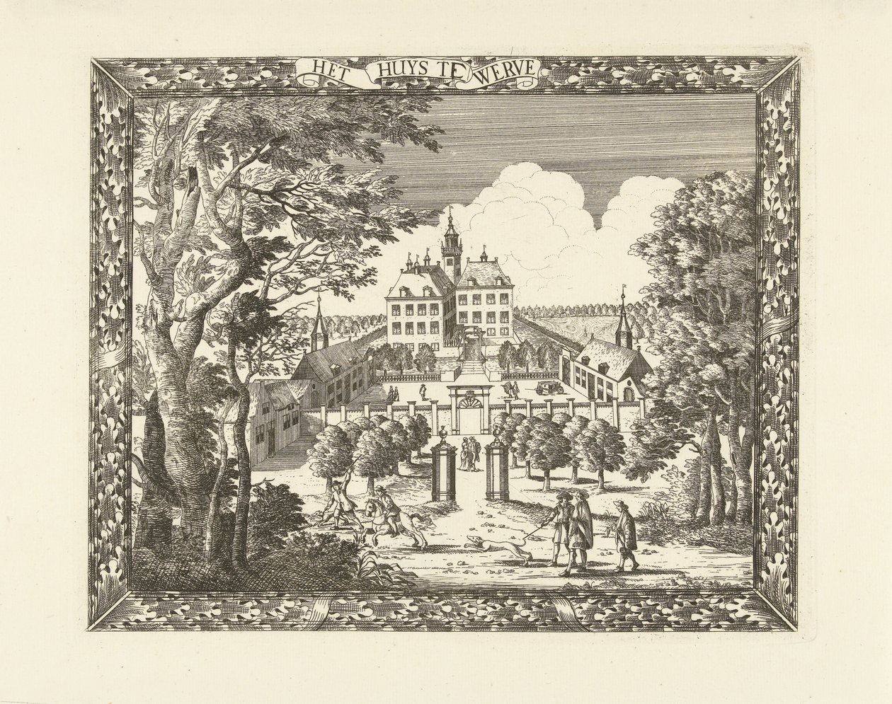 Widok na Huis te Werve w Voorburg Het Huys te Werve (tytuł na obiekcie) autorstwa Cornelis Elandts