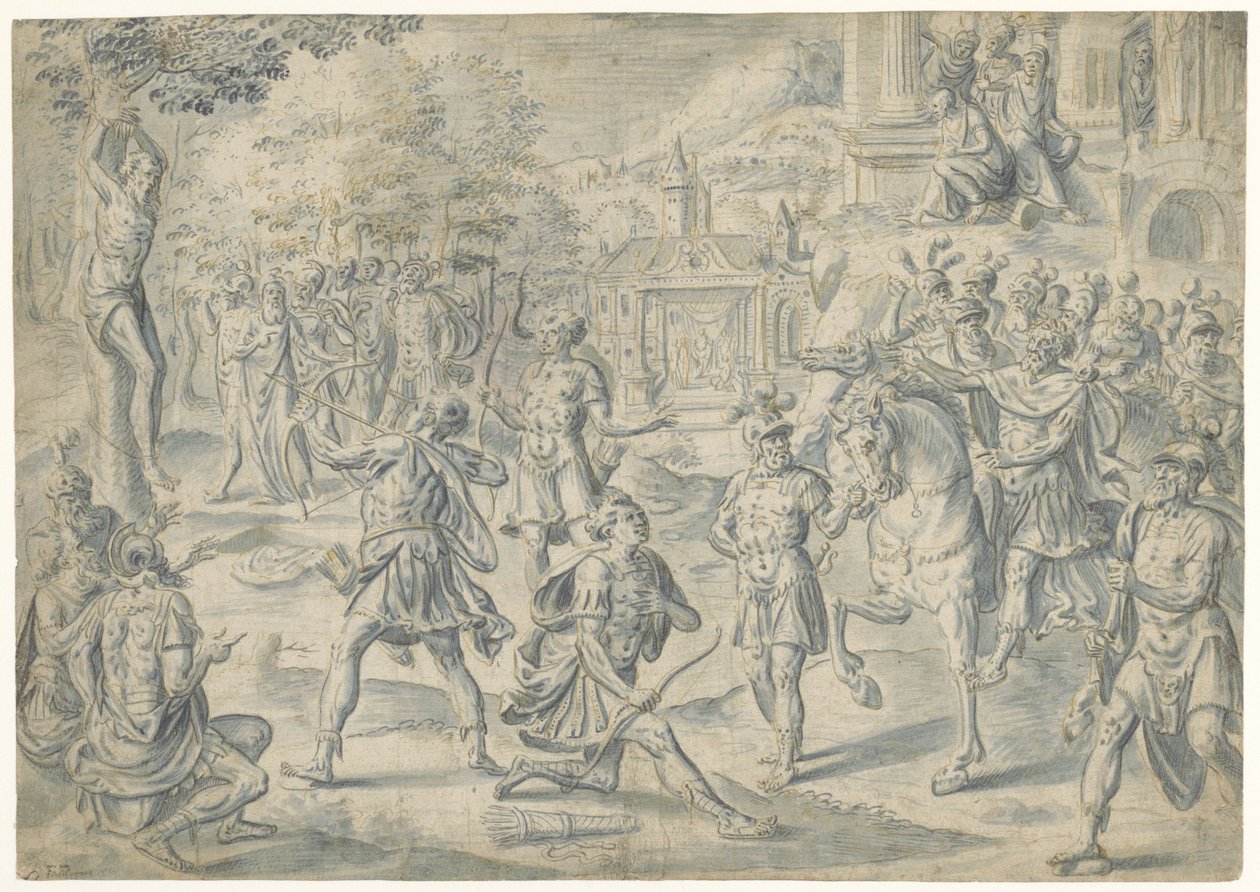 Strzelanie do zwłok ojca autorstwa Cornelis Floris (II) (circle of)