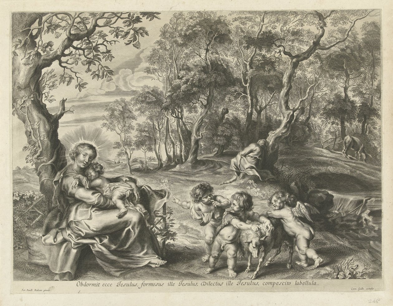 Odpocznij w locie do Egiptu autorstwa Cornelis Galle (I) (possibly)