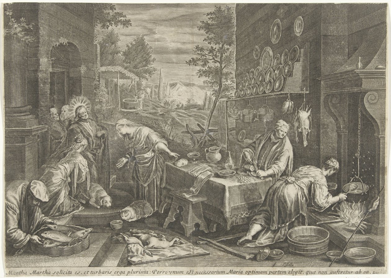 Chrystus w domu Marty i Marii autorstwa Cornelis Galle (I)