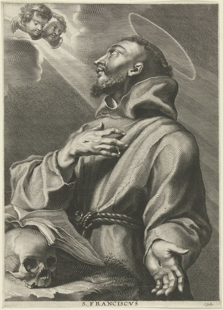H. Franciscus van Asyż Św. Franciszek (tytuł na obiekcie) autorstwa Cornelis Galle (I)