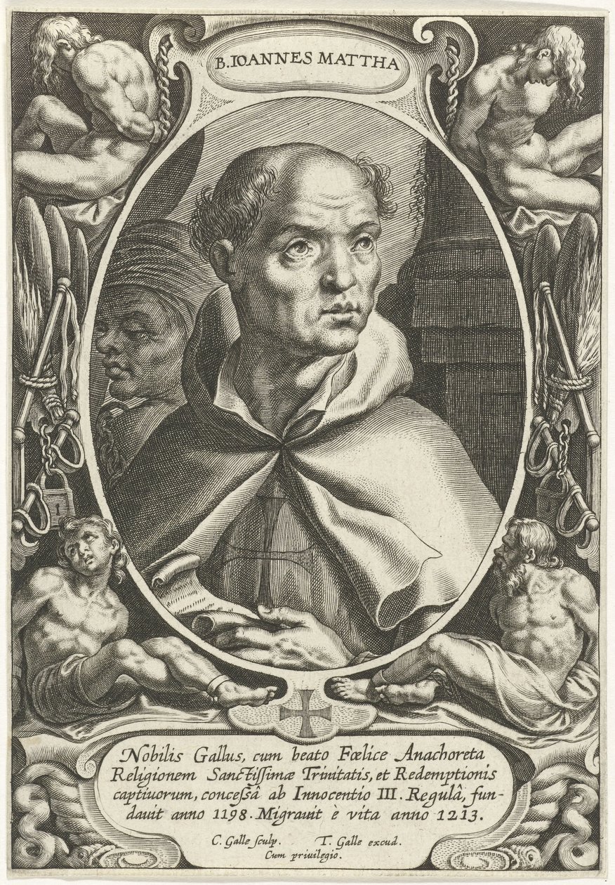 Św. Jan z Mateusza B. Ioannes Mattha (tytuł na obiekcie) Założyciele Zakonów (tytuł serii) autorstwa Cornelis Galle (I)