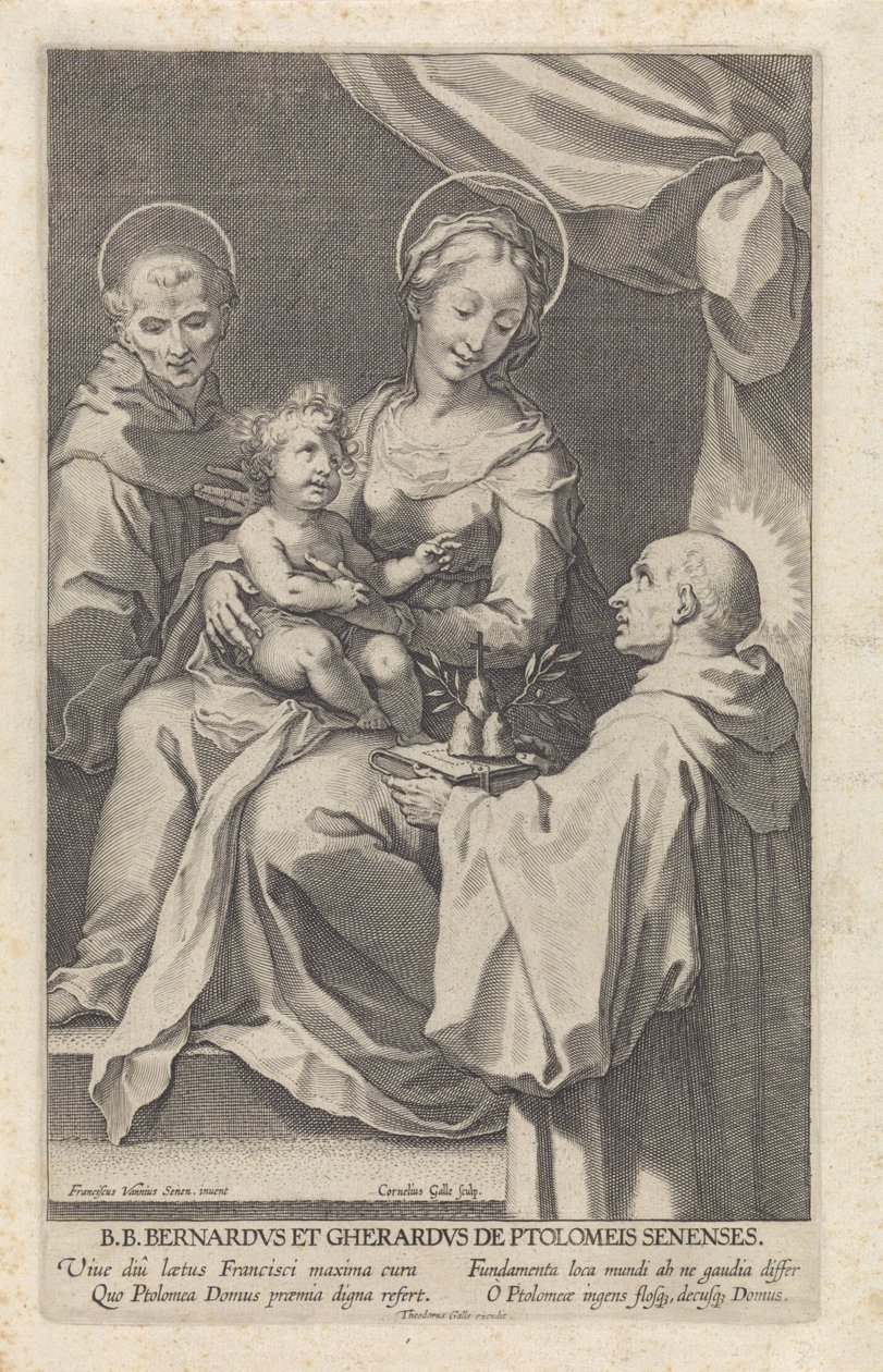 Maryja z Dzieciątkiem i św. Bernardem ze Sieny i św. Gerardem autorstwa Cornelis Galle (I)