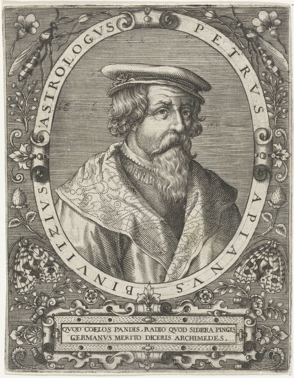 Portret Piotra Apianusa Petrus Apianus Binuitzius (tytuł na obiekcie) autorstwa Cornelis Galle (I)