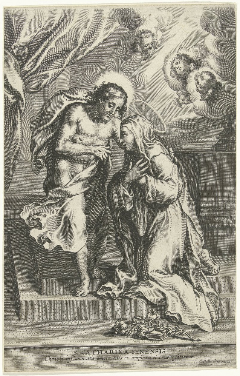 Chrystus i Święta Katarzyna ze Sieny autorstwa Cornelis Galle (II)