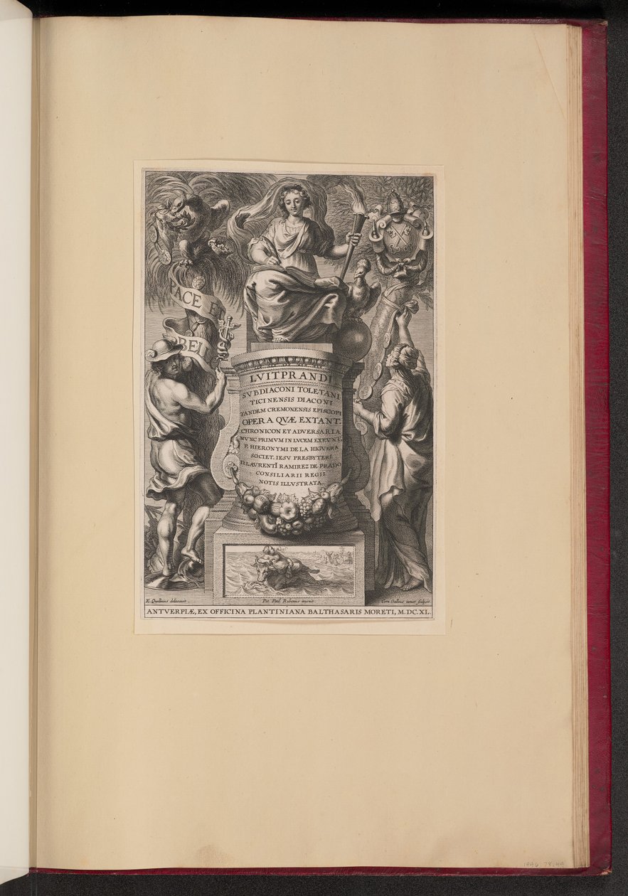 Strona tytułowa dla Liutprand, Opera autorstwa Cornelis Galle II after Erasmus Quellinus II after Sir Peter Paul Rubens