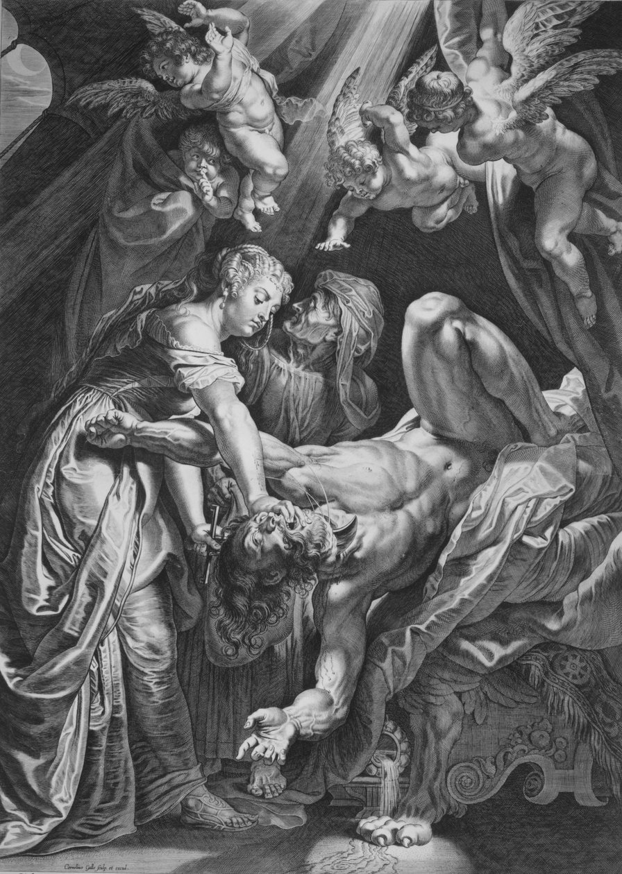 Judyta ścinająca głowę Holofernesowi, 1590-1650. autorstwa Cornelis Galle I