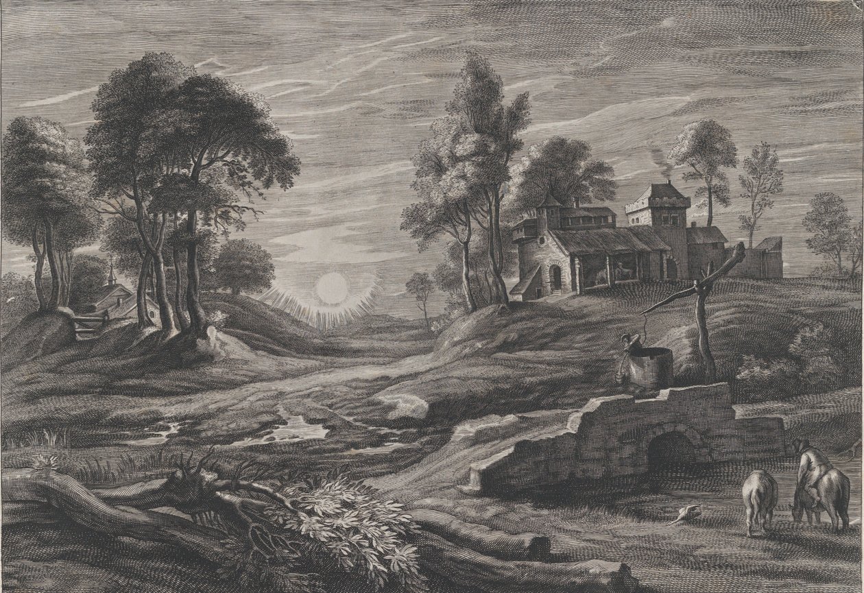Pejzaż ze studnią, 1638-60. autorstwa Cornelis Galle I