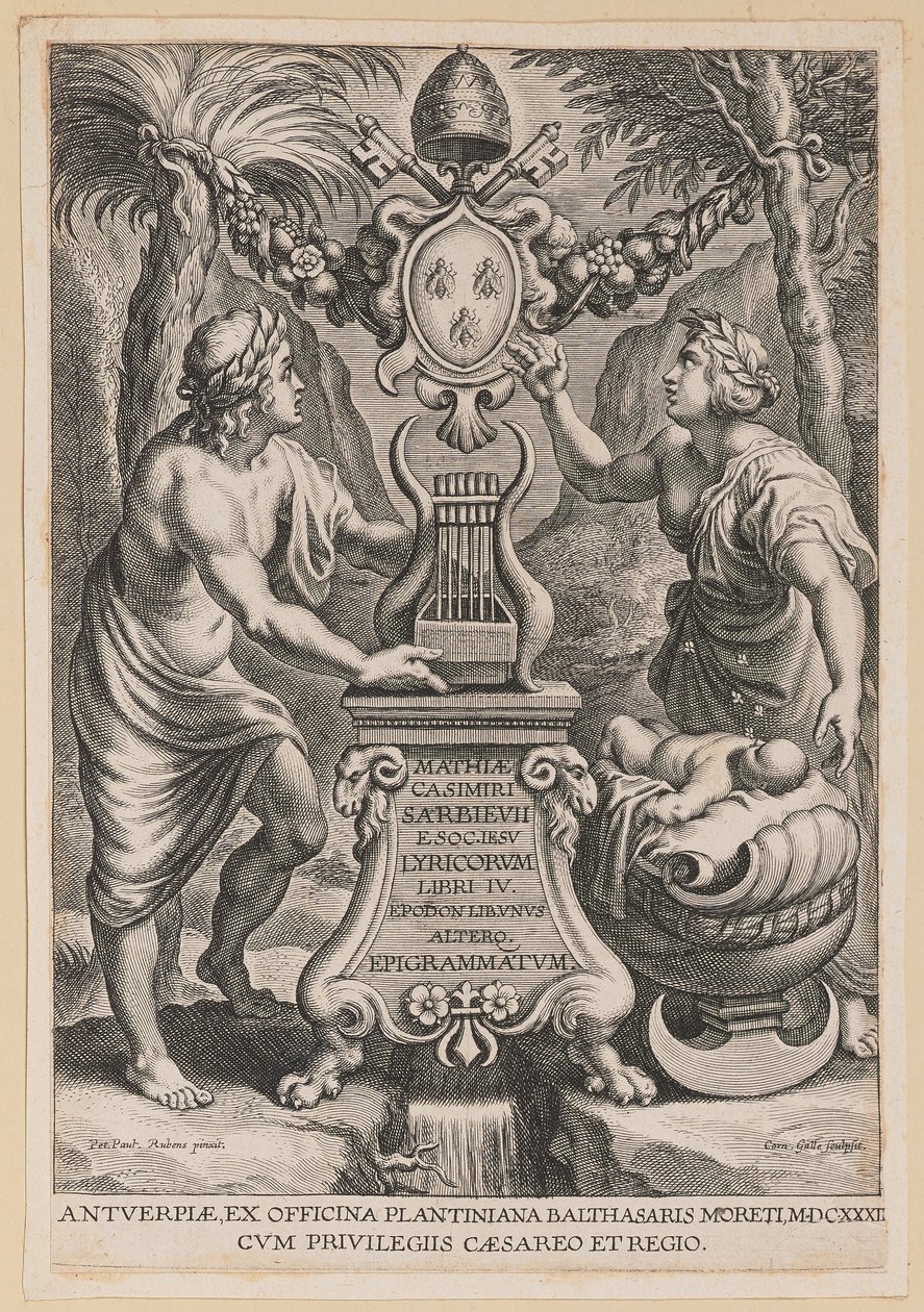 Strona tytułowa dla M.C. Sarbievsky, Lyricum Księga IV autorstwa Cornelis Galle I after Sir Peter Paul Rubens
