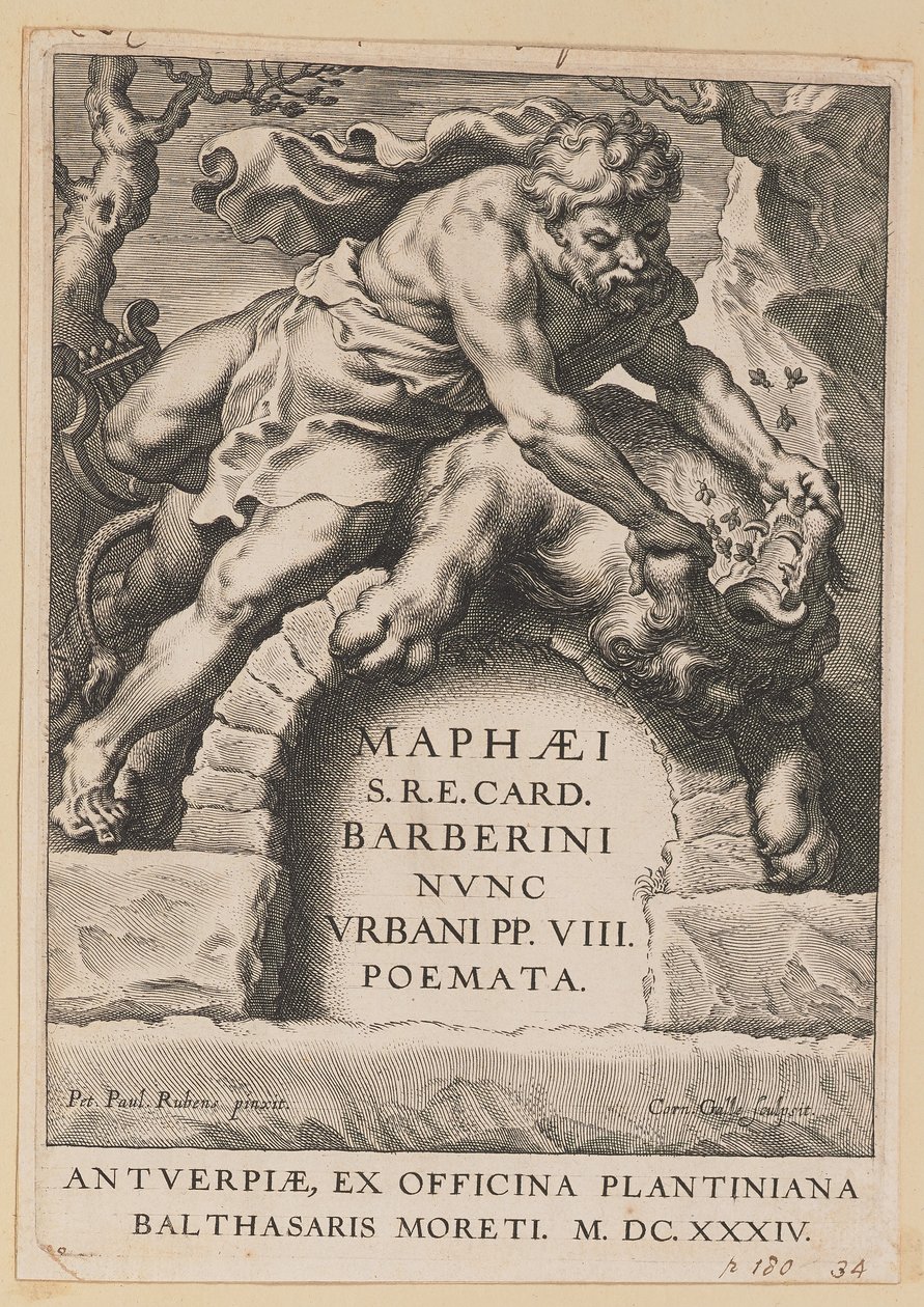 Strona tytułowa dla Maffeo Barbarian, Wiersze autorstwa Cornelis Galle I after Sir Peter Paul Rubens