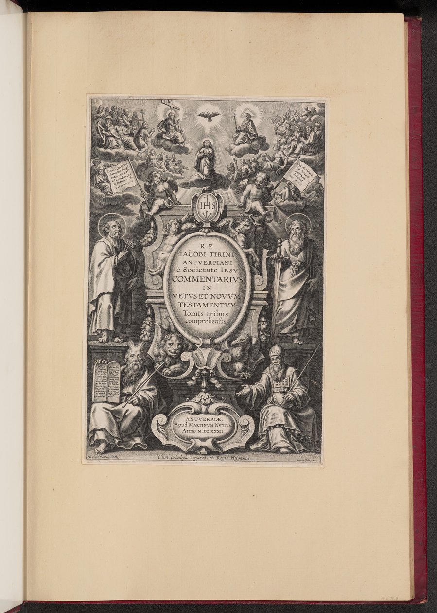 Strona tytułowa dla R.P. „Komentarz do Starego i Nowego Testamentu” Jamesa Tiriniego autorstwa Cornelis Galle I after Sir Peter Paul Rubens