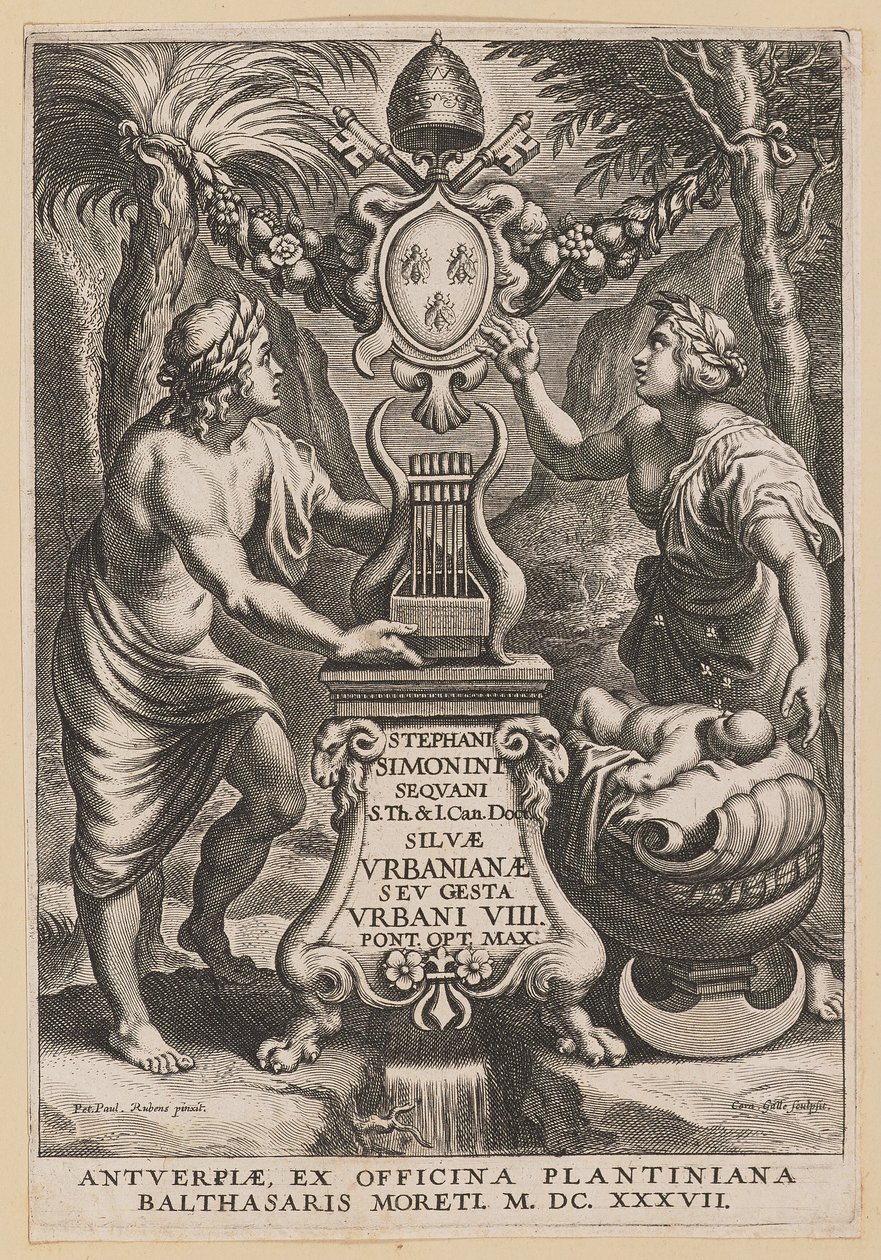 Strona tytułowa dla Stephanusa Simoniniego, Lasy miejskie autorstwa Cornelis Galle I after Sir Peter Paul Rubens