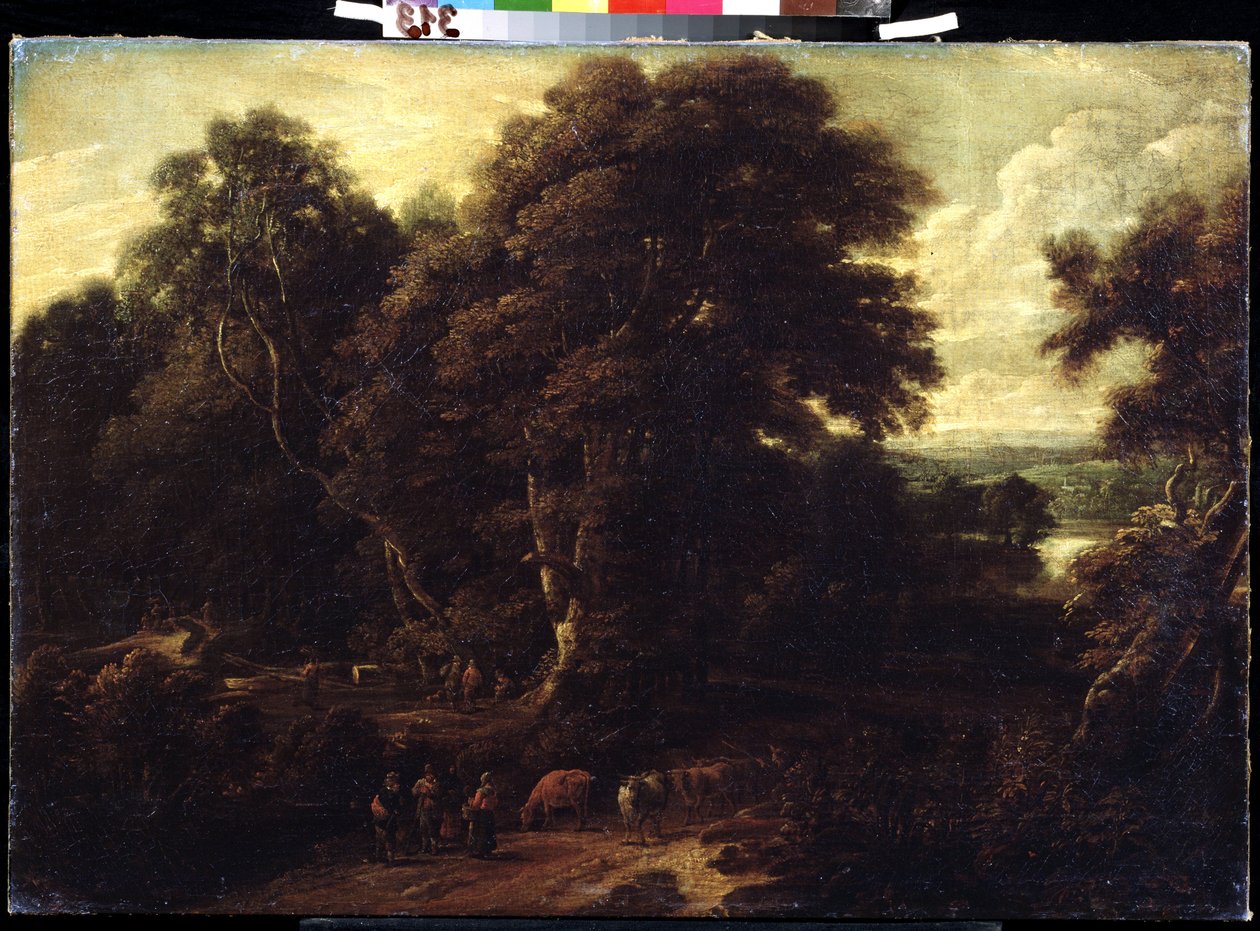 "Krajobraz Flandrii ze stadem krów" Obraz Constantinus Cornelis Huysmans (1648-1727) Muzeum Puszkina, Moskwa autorstwa Cornelis Huysmans