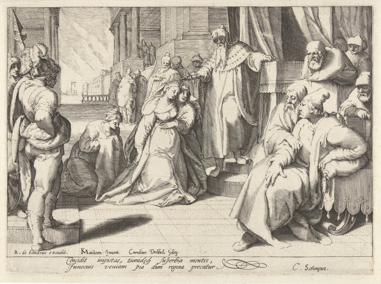 Estera przed Aswerusem autorstwa Cornelis Jacobsz. Drebbel