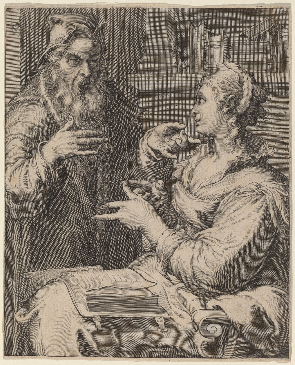 Filozofia autorstwa Cornelis Jacobsz Drebbel, after Hendrik Goltzius