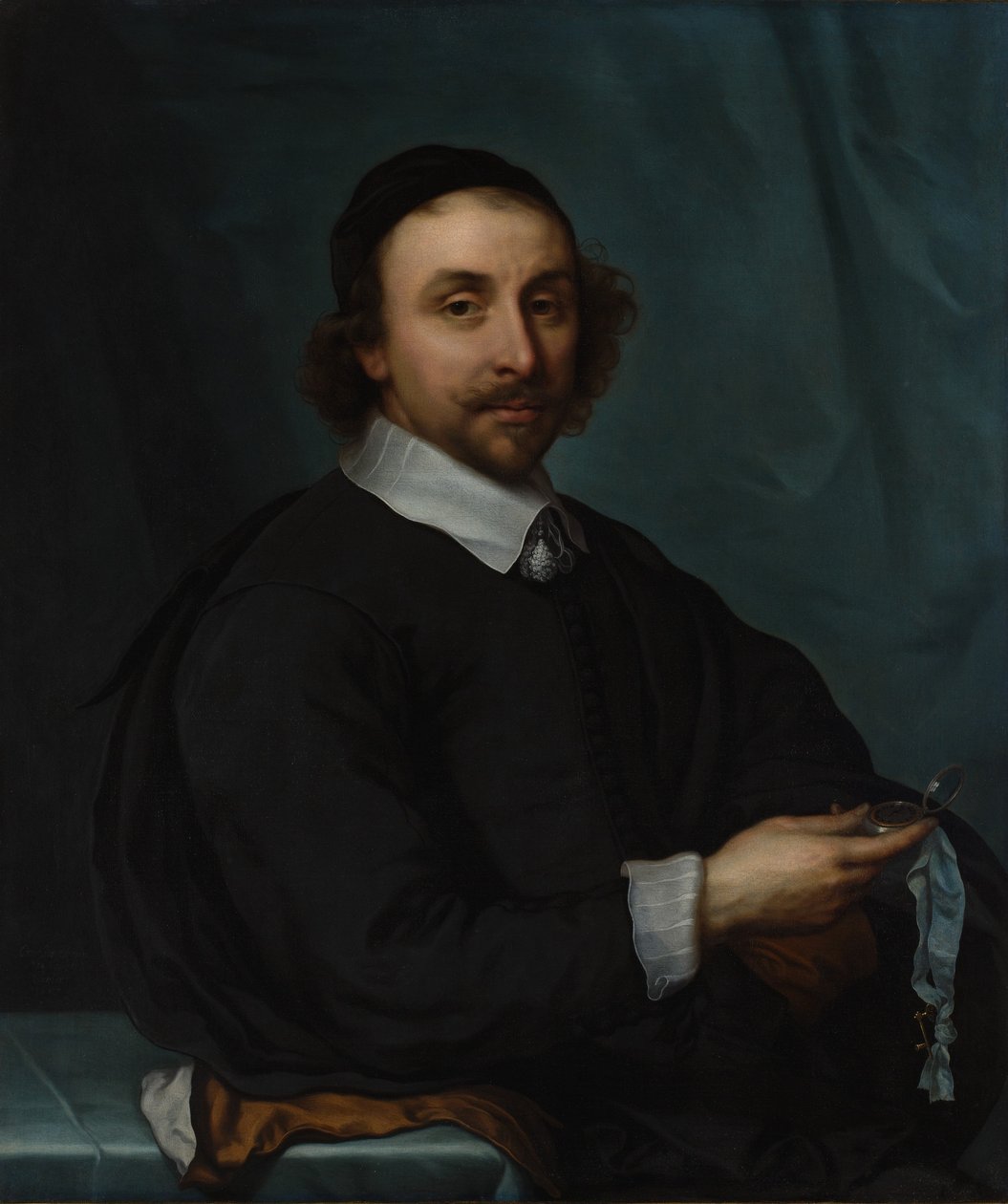 Portret mężczyzny z zegarkiem, 1657. autorstwa Cornelis Jonson van Ceulen