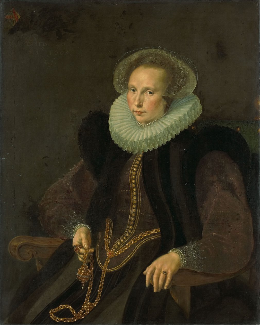 Holenderski: Griete Jacobsdr van Rhijn (1585-1652). Żona Jacoba Cornelisza Banjaerta, zwanego van Neck Portret Griete Jacobsdr van Rhijn (1585-1652). Żona Jacoba Cornelisza Banjaerta, zwanego van Neck autorstwa Cornelis Ketel