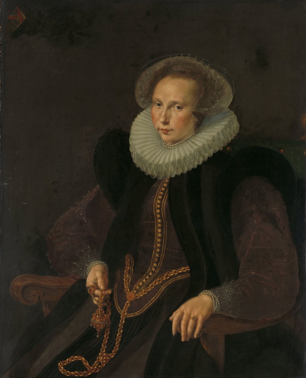 Griete Jacobsdr van Rhijn (1585-1652), żona Jacoba Cornelisza Banjaerta, zwana van Neck autorstwa Cornelis Ketel