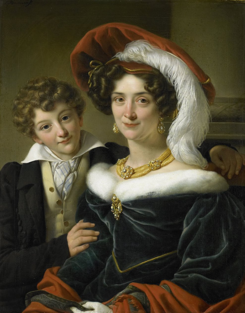 Rudolphina Wilhelmina Elizabeth de Sturler (1798-1873), druga żona hrabiego Johannesa van den Boscha, z ich synem Richardem Leeuwenhartem autorstwa Cornelis Kruseman (attributed to workshop of)