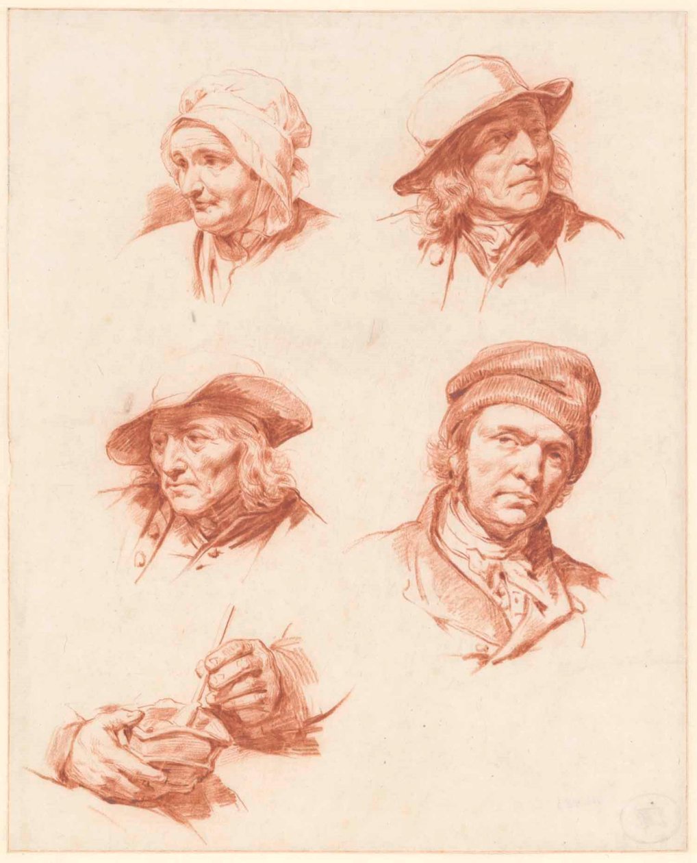 Arkusz studiów z głowami autorstwa Cornelis Kruseman