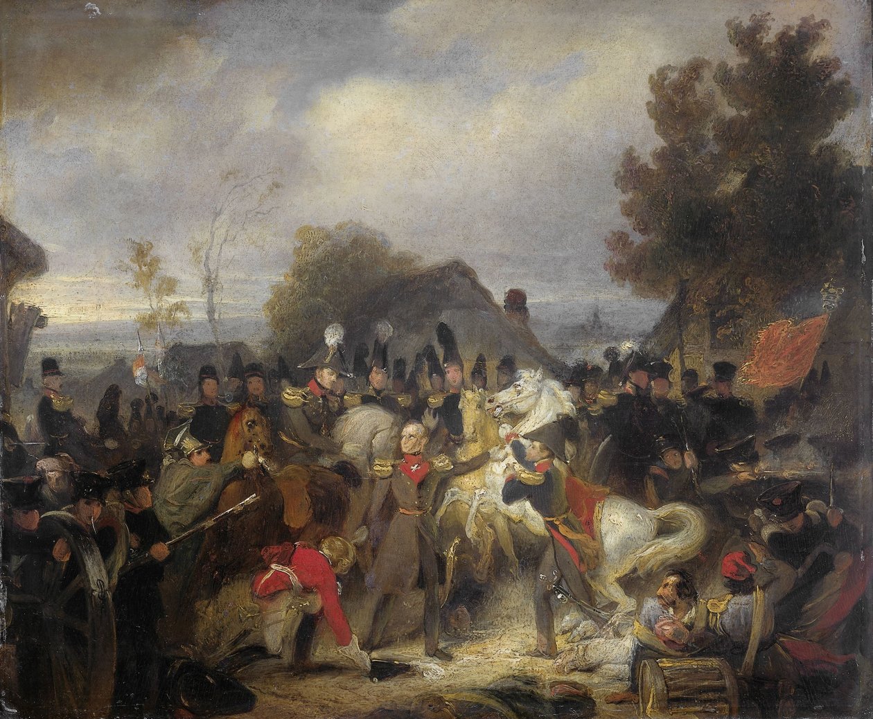 Książę Orange zmienia swojego rannego konia podczas starcia w Boutersem autorstwa Cornelis Kruseman