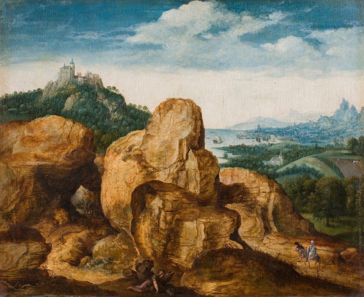 Krajobraz z ucieczką do Egiptu, ok. 1545 autorstwa Cornelis Massys