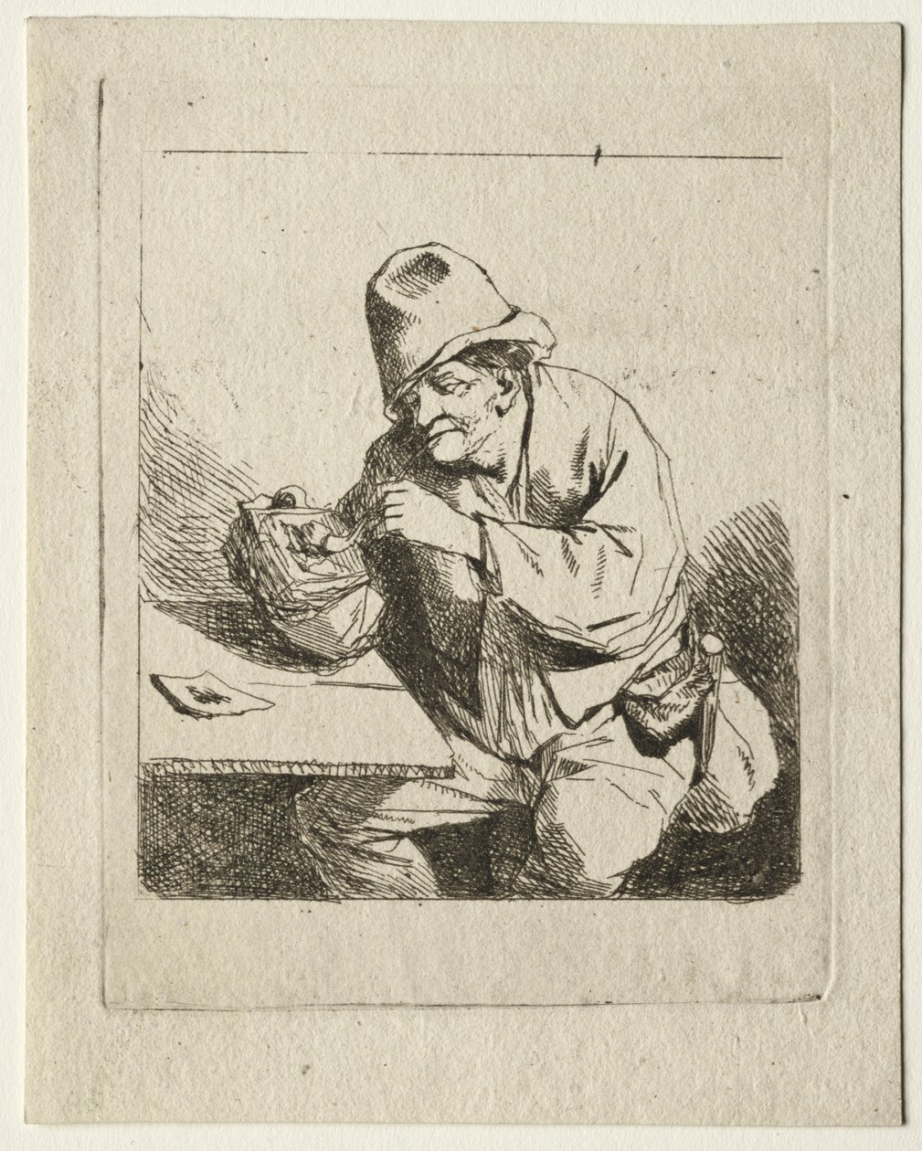 Chłop zapala fajkę autorstwa Cornelis Pietersz Bega